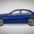 Blue Mercedes Sedan With UK License Plate Sporty Grille And Black Alloy Wheels