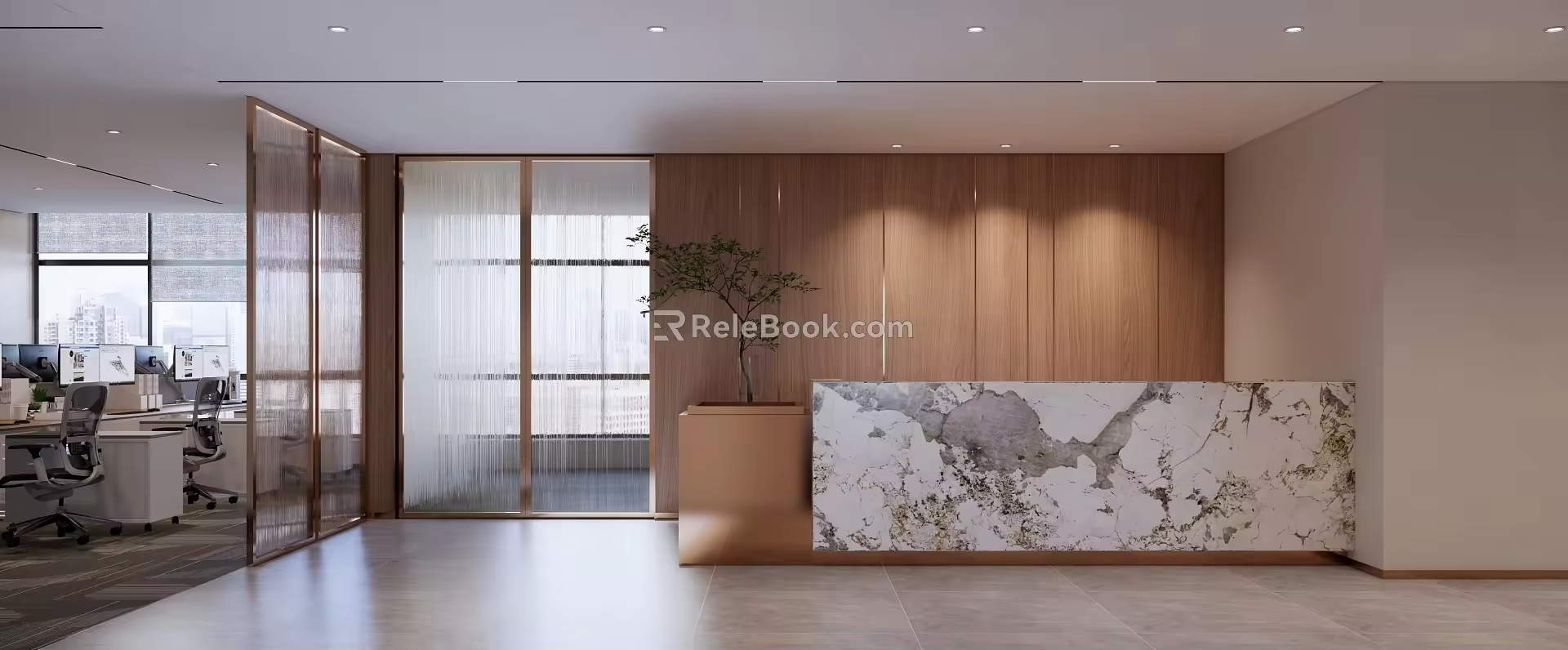 Public Office Area Office Front Desk 3d model