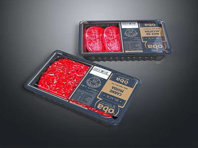 Premium EDO Beef Choice Cuts in Fresh Plastic Tray Packaging with Red Meat 3d model