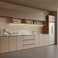 Modern Tea Room Interior Design With Open Cabinets Countertop And Appliances