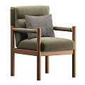 Stylish Single Sofa With Wooden Frame And Beige Fabric Upholstery Featuring Gray Accent Pillow