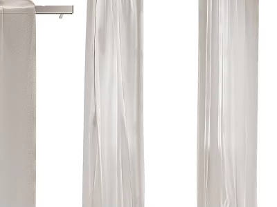 Elegant White Curtains With Sheer Fabric And Floor Length Draped Design 3d model