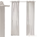 Elegant White Curtains With Sheer Fabric And Floor Length Draped Design