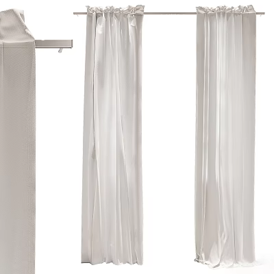 Elegant White Curtains With Sheer Fabric And Floor Length Draped Design 3d model