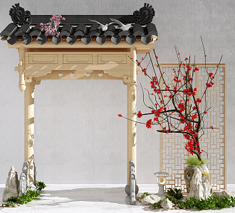 New Chinese Eaves Archway 3d model