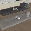 Modern Comfortable Floor Cushions in Gray and Dark Gray With Pillows Magazines On Wooden Floor