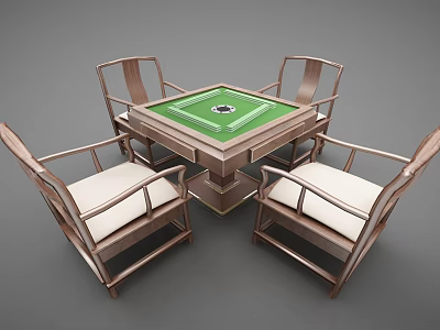 Modern Entertainment Table Featuring Green Felt Poker Top And Four White Cushioned Wooden Chairs 3d model
