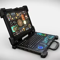 Rugged Laptop With Protective Case Showing Complex Interface With Colorful Dials And Charts 3d model