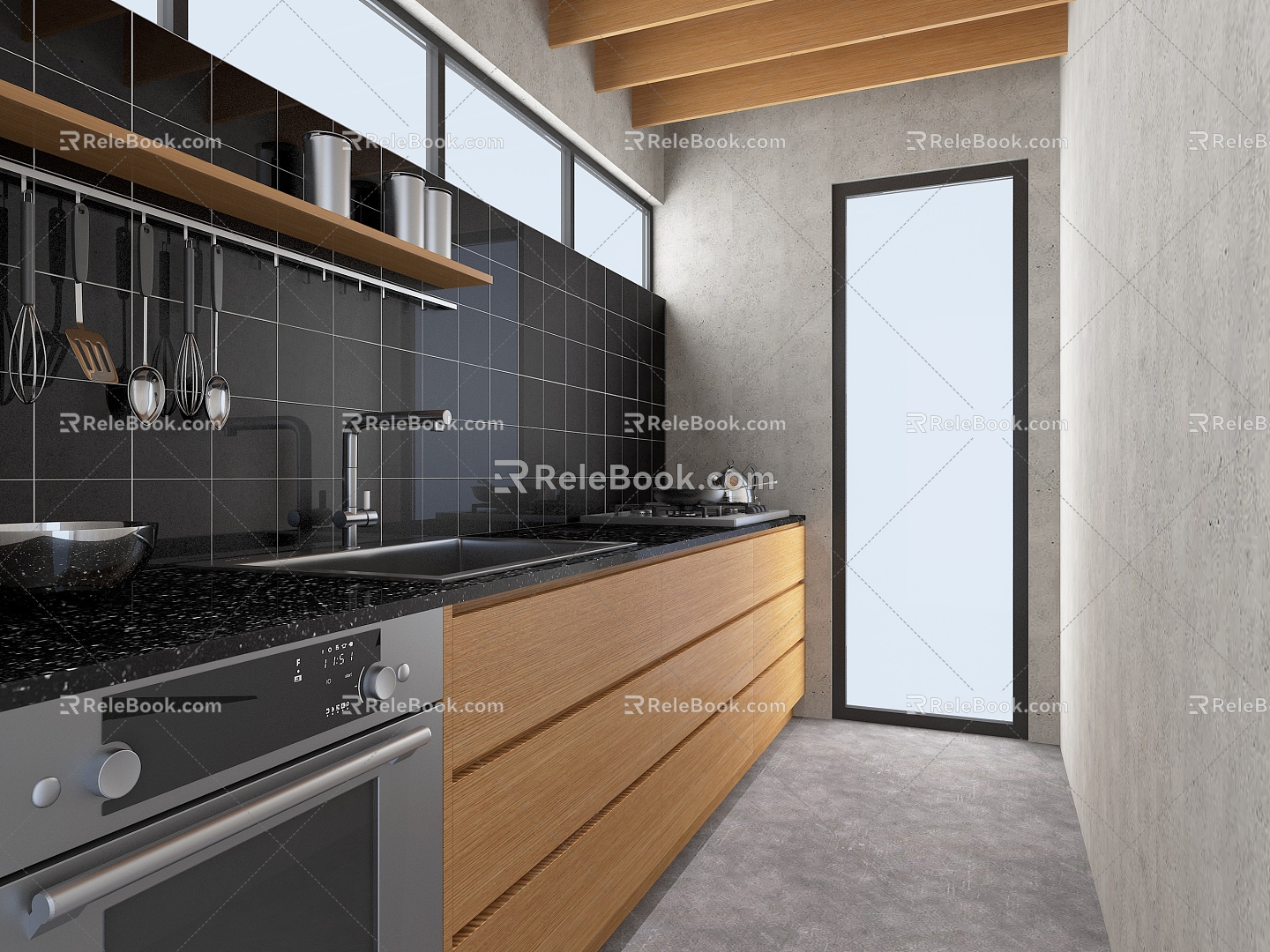 Back Kitchen Back Kitchen Model Dining Back Kitchen Kitchen Cabinet Customized Cabinet Model Cabinet 3d model