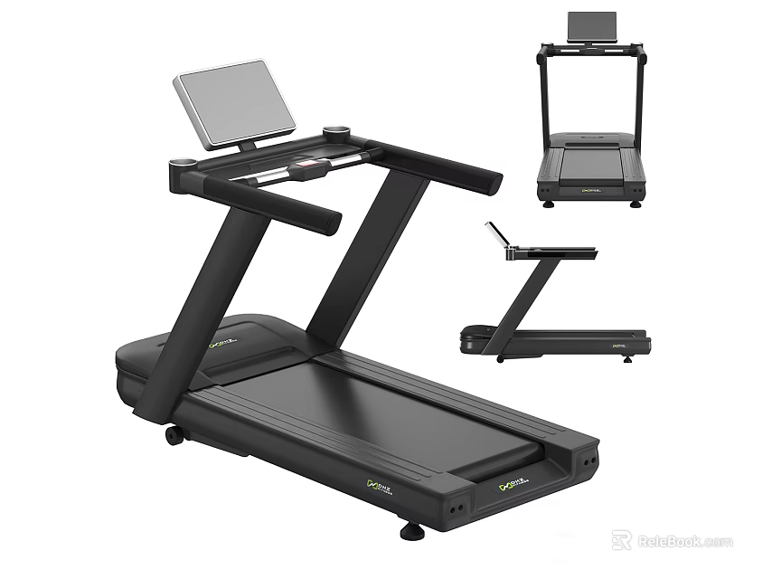 Modern Treadmill For Home Fitness With Tablet And Various Angles 3d model 