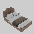 Modern Single Bed With Upholstered Headboard Soft Pillows And Cozy Bedding 3d model