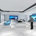 School Modern Auditorium With Red Seats Large Screens Modern Lighting And Marble Floor