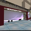 Modern Mall Stage With Purple Blue Lighting And Platform Structure 3d model