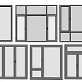 Various Modern Window Designs With Gray Frames And Multiple Pane Styles 3d model