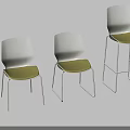 Modern Office Chairs With White Backrests Green Seats Metal Frames And Different Heights