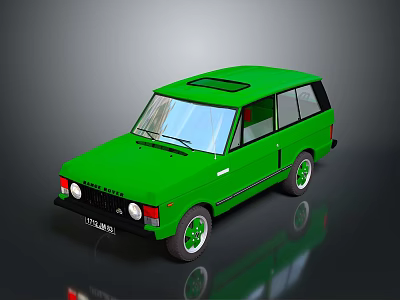 Green Vintage SUV With Square Body Design Sunroof And Classic Wheels 3d model