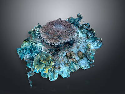 Vibrant Underwater Coral Reef Scenery With Colorful Corals And Blue Green Hues 3d model