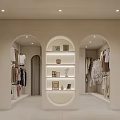 Elegant Modern Retail Store Interior With Arched Doorways Pendant Lights And Display Tables