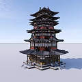Ancient Architecture Han and Tang Style Chinese Palace Chinese Architecture Heavy Eaves 3d model