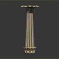 Decorative Classical Column With Gold Black Stripes Leaf Top And Ornate Base 3d model