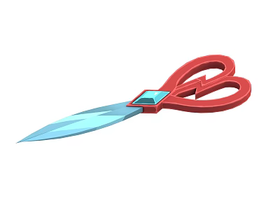 Multifunctional Household Sharp Scissors With Red Handle And Blue Blade 3d model
