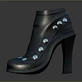 Stylish Black High Heel Ankle Boots With Metal Buttons And Blue Glowing Details