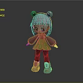 Cartoon 3D Girl Character With Gray Hair Green Accessories Green Dress Red Pants Brown Shoes
