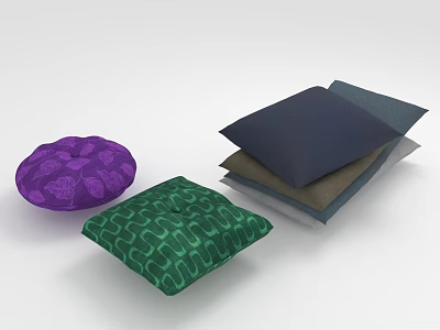 Decorative Pillows Featuring Round Purple Floral Green Geometric And Stacked Square Multi Colored Designs 3d model