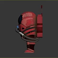 Red 3D Cartoon Astronaut Character With Helmet Antenna Hose And Boots
