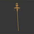 Intricate Golden Sculpture Featuring Ankh Symbol And Scales On Scepter