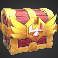 Decorative Home Storage Treasure Chest With Golden Wing Design And Red Exterior