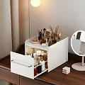 White Vanity Storage Organizer For Perfume Cosmetics With Makeup Brushes And Skincare Bottles