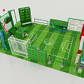 Heineken Themed Football Exhibition Setup With Green Grass Goalposts And Soccer Ball