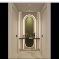 Cream Simple Arc Shape Suspension Corridor End View Entrance 3d model