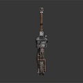 Rusted Metal Steampunk Weapon With Copper Pipes And Mechanical Parts