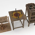 Classic Wooden Game Collection With Tabletop Rack Board And Playing Pawns