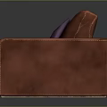 Two Seater Brown Leather Sofa With Purple Pillow Modern Design