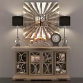 Elegant Console Table Decor With Decorative Mirror Table Lamps Candles And Clock 3d model