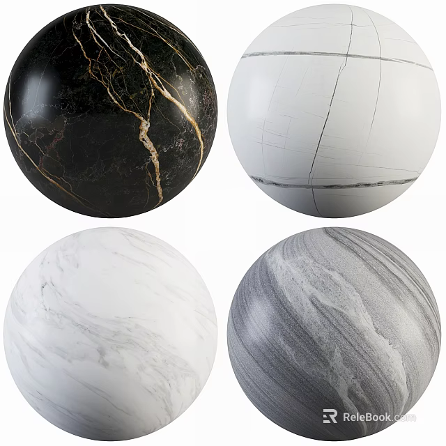 Marble Sphere Components With Various Textures And Color Variations For Design 3d model