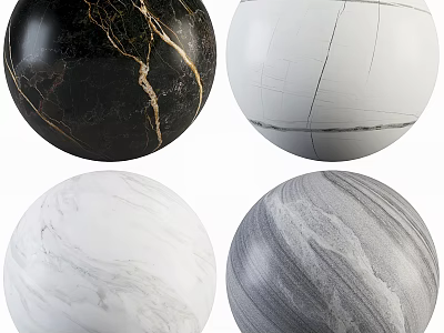 Marble Sphere Components With Various Textures And Color Variations For Design 3d model