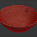 Red Ceramic Bowl Sculpture With Hand Carved Speckled Surface Design