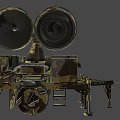 Military Style Camouflage Painted Industrial Equipment With Dual Circular Radar Antennas On Trailer Mounted Frame