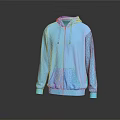 Light Blue Hooded Zip Up Sweatshirt With Front Pocket And Casual Design 3d model