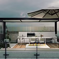 Rooftop Garden With Ocean View Outdoor Dining Area And Lounge Furniture