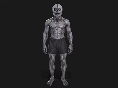 Game Movie Character With Skull Face Muscular Body And Black Shorts 3D Concept Art 3d model