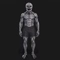 Game Movie Character With Skull Face Muscular Body And Black Shorts 3D Concept Art