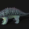 Vibrant Dinosaur Figure With Green Purple Skin Back Spikes And Fish Like Tail