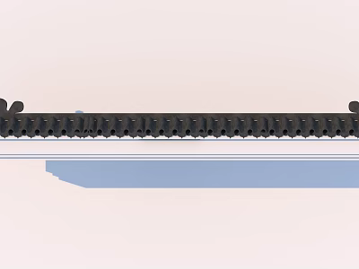 Modern Building Exterior Wall With Black Decorative Trim And Blue Horizontal Design Elements 3d model