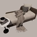 Beige Chaise Lounge With Geometric Pillow Cozy Blanket And Side Table With Books