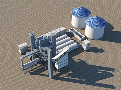 Industrial Equipment Setup With Silos Pipes Conveyor Belts And Metal Structures 3d model
